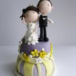 Wedding Clay Cake Topper - Standing On Top Of A..