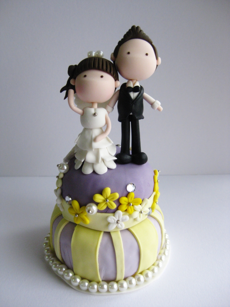 Wedding Clay Cake Topper - Standing On Top Of A Cake (not Edible)